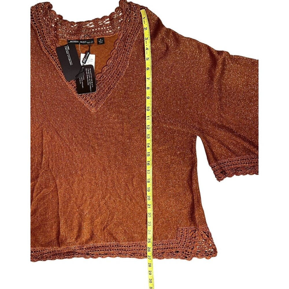 Michelle Nicole Women Plus Size 1X Brown Gold Sweater Long Sleeve Rayón New - Picture 12 of 13